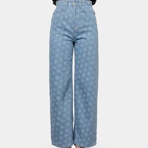 ROKH LOGO MONOGRAM DENIM‎ TROUSER JEANS SZ 36 2/4 XS S NWT